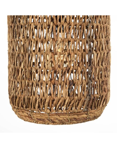 Suspension 30x30cm en abaca couleur naturelle et teck recyclé