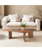 Table basse forme organique 120x80cm en bois de teck recyclé