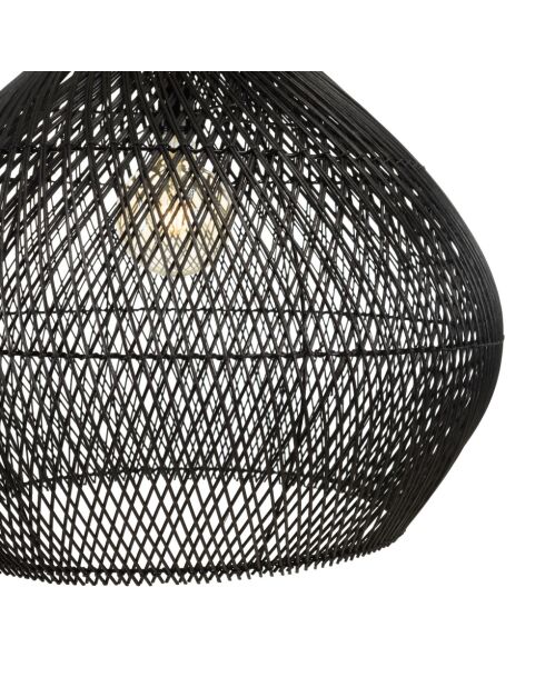 Suspension cloche 68x68cm en rotin couleur noire et teck