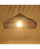 Suspension 65x65cm en rotin couleur noire et teck recyclé