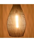 Suspension goutte 35x35cm en rotin couleur noire et teck