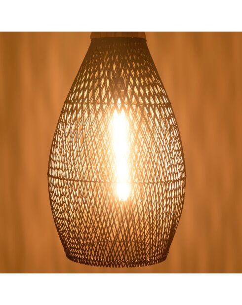 Suspension goutte 35x35cm en rotin couleur noire et teck