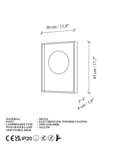 Applique murale Harlı 15700 rouge - 40x30x4 cm