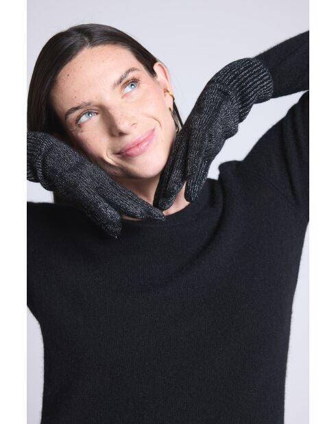 Gants en cachemire unisexe Lurex noir lurex argenté
