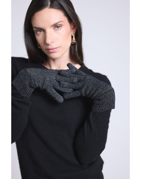 Gants en cachemire unisexe Lurex noir lurex argenté