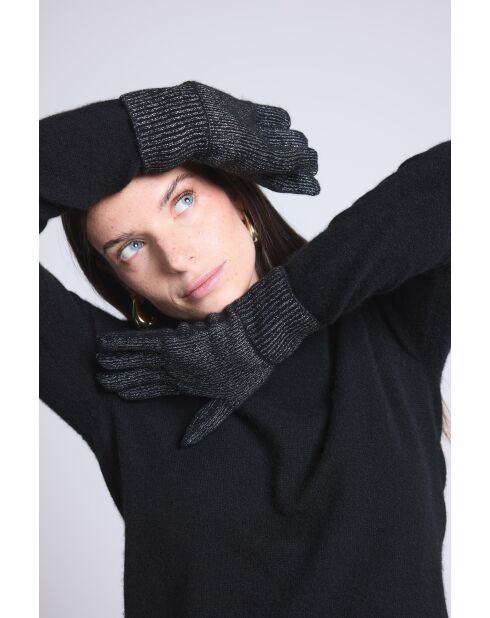 Gants en cachemire unisexe Lurex noir lurex argenté