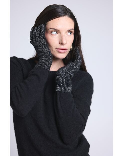 Gants en cachemire unisexe Lurex noir lurex argenté