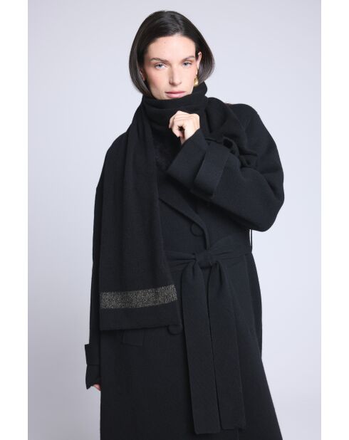 Sciarpa unisex in cashmere lurex nero oro
