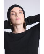 Bonnet en cachemire unisexe noir lurex argenté