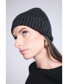 Bonnet en cachemire unisexe noir lurex argenté