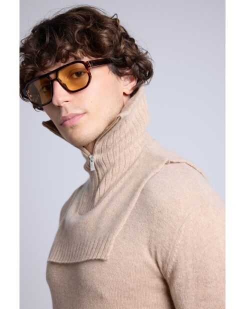 Collo trucker in cashmere beige crema