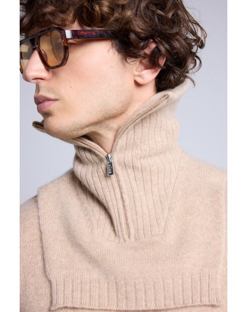 Collo trucker in cashmere beige crema