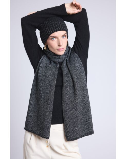 Sciarpa a stola unisex in lurex nero argentato