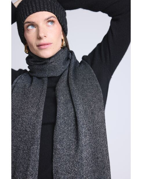 Sciarpa a stola unisex in lurex nero argentato