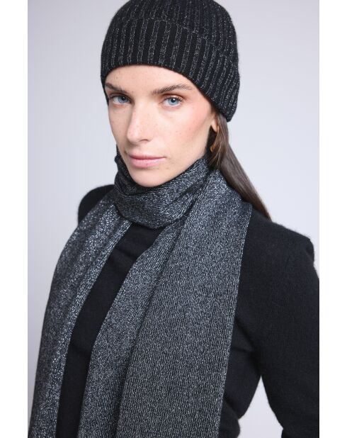 Sciarpa a stola unisex in lurex nero argentato