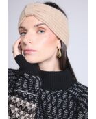 Diadema de cachemir beige crema