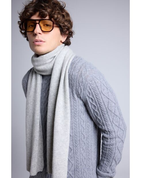 sciarpa unisex in cashmere grigio chiaro