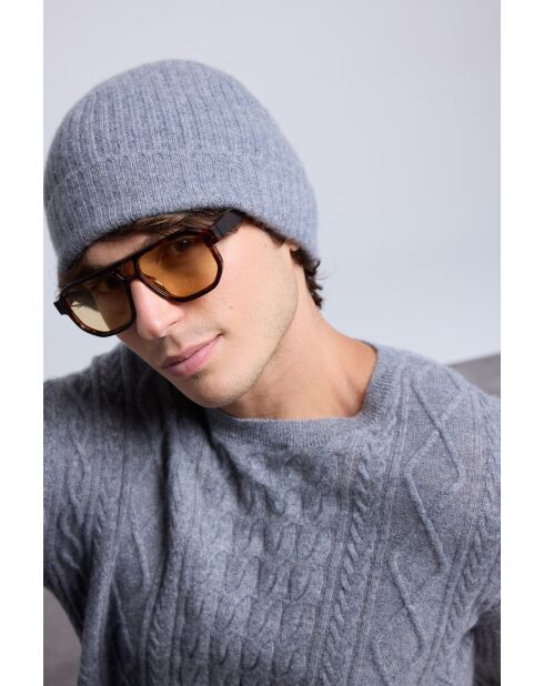 Bonnet en cachemire unisexe gris foncé