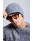 Bonnet en cachemire unisexe gris foncé