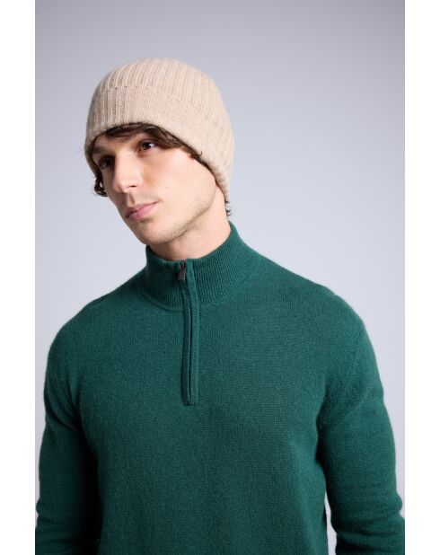 Bonnet en cachemire unisexe beige Crème