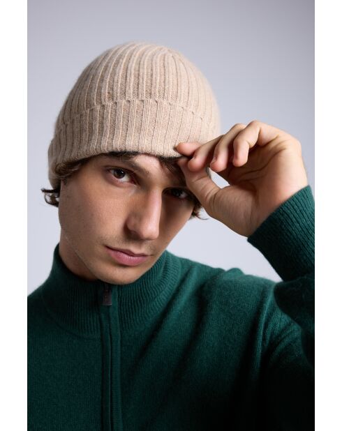Bonnet en cachemire unisexe beige Crème