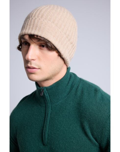 Bonnet en cachemire unisexe beige Crème