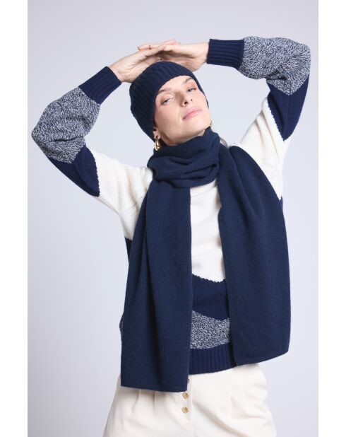 sciarpa unisex in cashmere blu marino