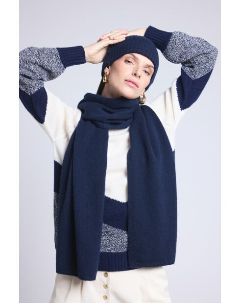 sciarpa unisex in cashmere blu marino