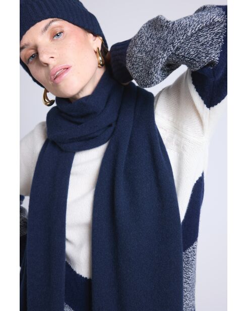 marineblauwe sjaal van kasjmier, uniseks