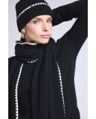 Sciarpa con stola in cashmere con cuciture bianche e nere