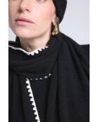 Sciarpa con stola in cashmere con cuciture bianche e nere
