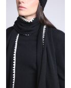 Sciarpa con stola in cashmere con cuciture bianche e nere