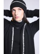 Sciarpa con stola in cashmere con cuciture bianche e nere