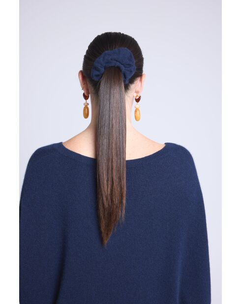 Chouchou cheveux en cachemire bleu marine
