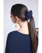 Chouchou cheveux en cachemire bleu marine