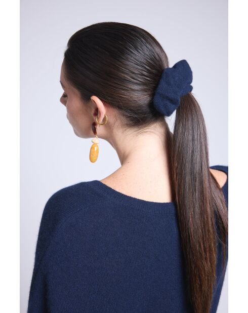 Chouchou cheveux en cachemire bleu marine