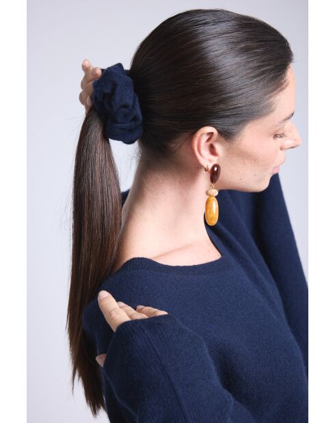 Chouchou cheveux en cachemire bleu marine