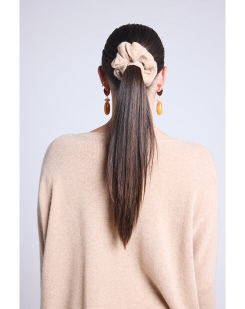 Chouchou cheveux en cachemire beige Crème