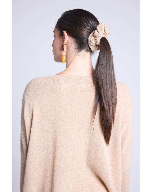 Chouchou cheveux en cachemire beige Crème