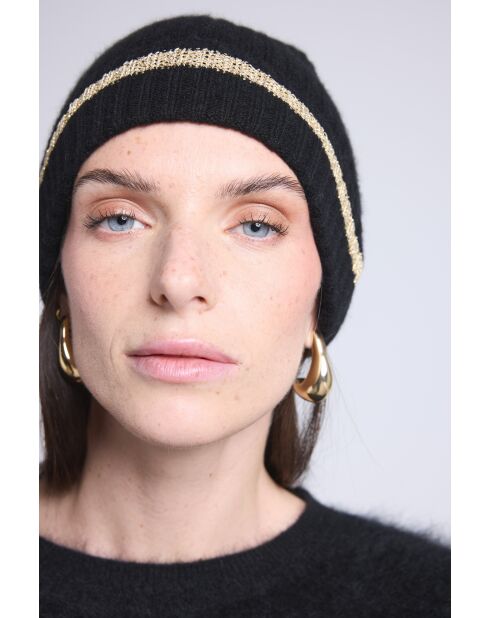 Bonnet en cachemire unisexe Lurex noir doré