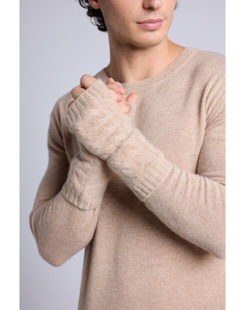 Mitaines en cachemire unisexe beige Crème