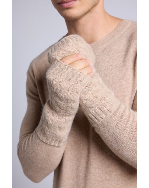 Mitaines en cachemire unisexe beige Crème