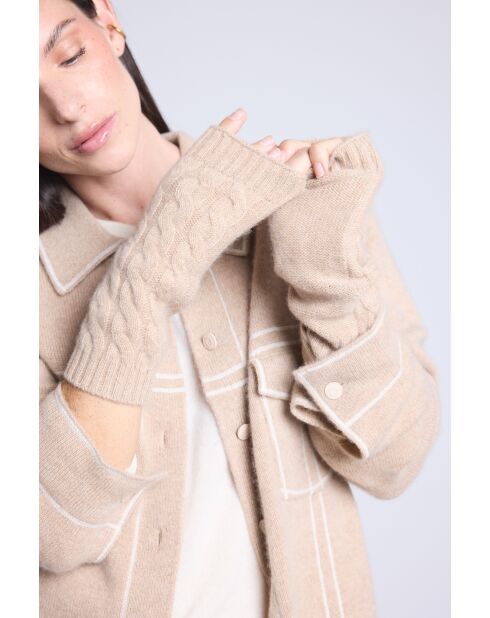 Mitaines en cachemire unisexe beige Crème