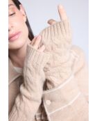 Manoplas unisex de cachemir beige crema