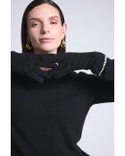 Gants en cachemire unisexe à surpiqûres noir et blanc