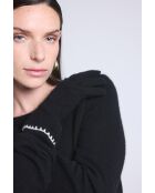 Gants en cachemire unisexe à surpiqûres noir et blanc