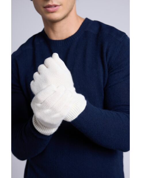 Gants en cachemire unisexe blanc