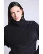 Collo alto con bottoni neri in cashmere