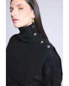 Collo alto con bottoni neri in cashmere