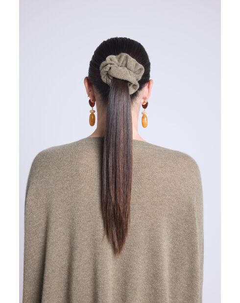 Chouchou cheveux en cachemire vert khaki